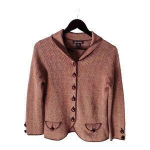 Banana Republic Women Brown Wood Button Elbow Patch Wool Blazer sz M